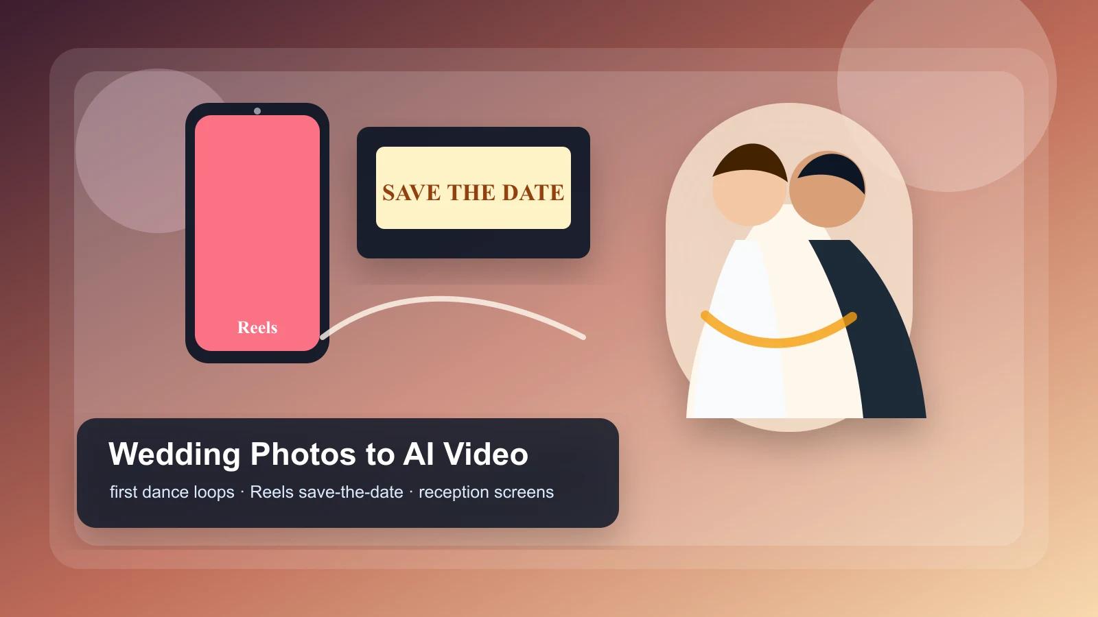 AI wedding video workflow for first-dance loops, Reels save-the-dates, and reception screens