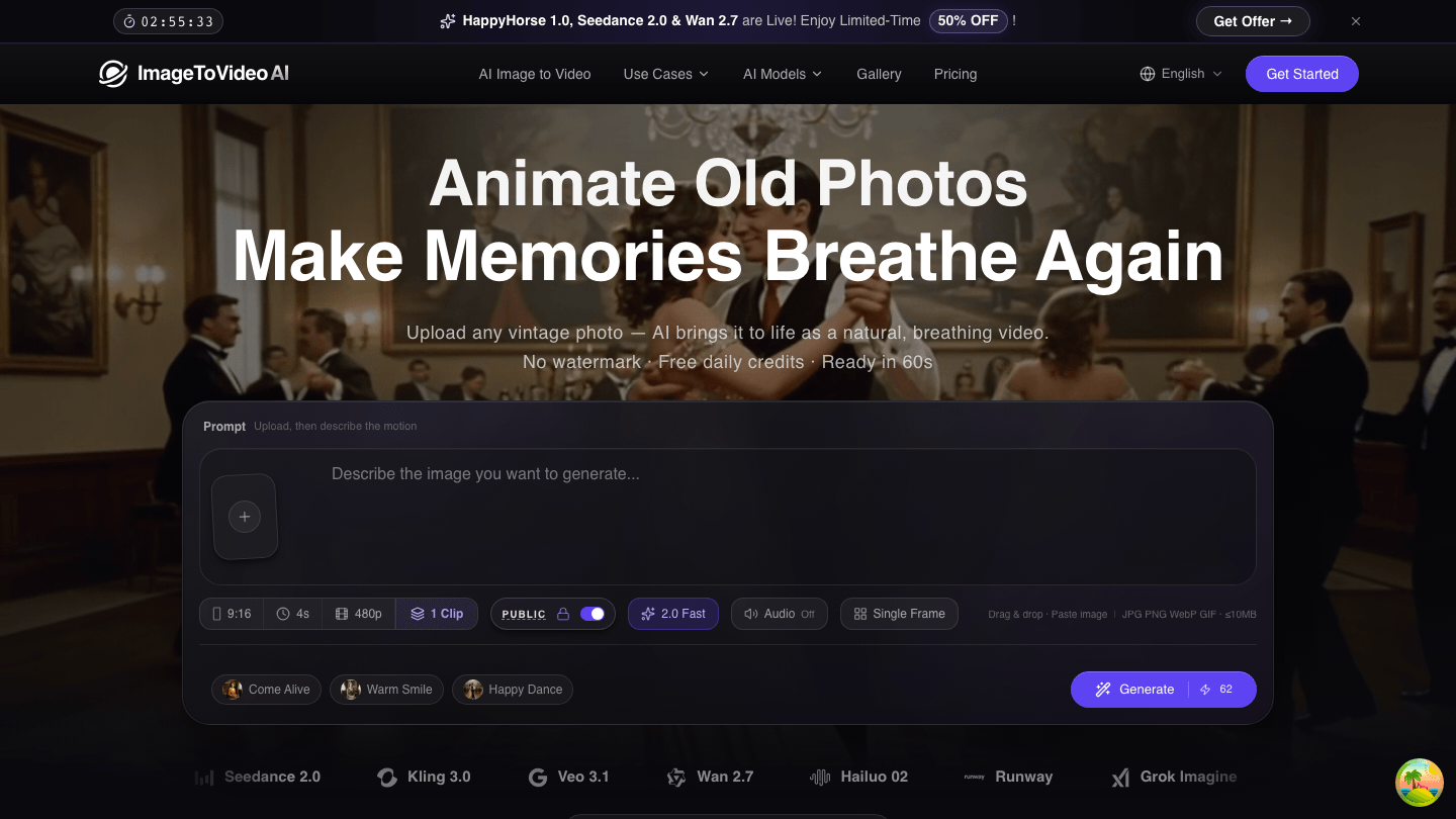 Old photo animation prompts