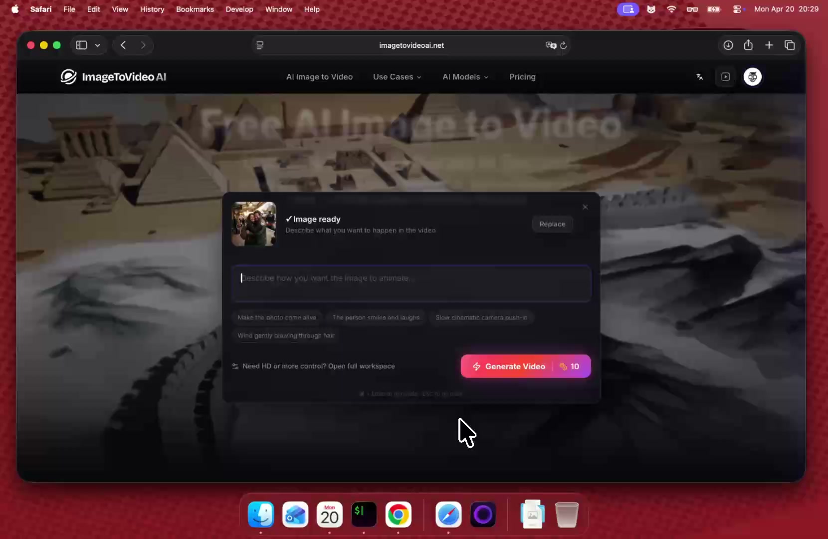 Choose prompt and generate video